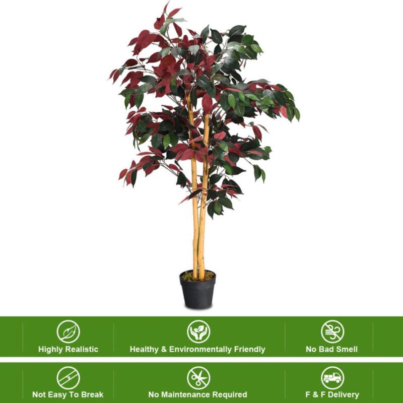 Hivvago 4 Feet Tall Artificial Ficus Tree with Nursery Pot