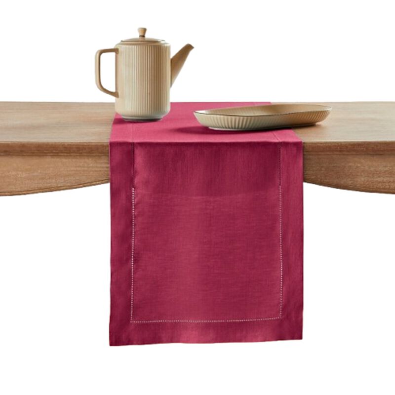 Solino Home 100% Pure Linen Table Runner | Classic Hemstitch for Thanksgiving, Christmas
