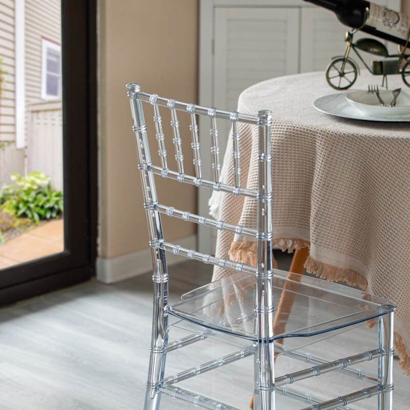Modern Acrylic Stackable Chiavari Dining Chair, Clear Party Chair, Crystal Acrylic Chair for Events and Weddings, Single