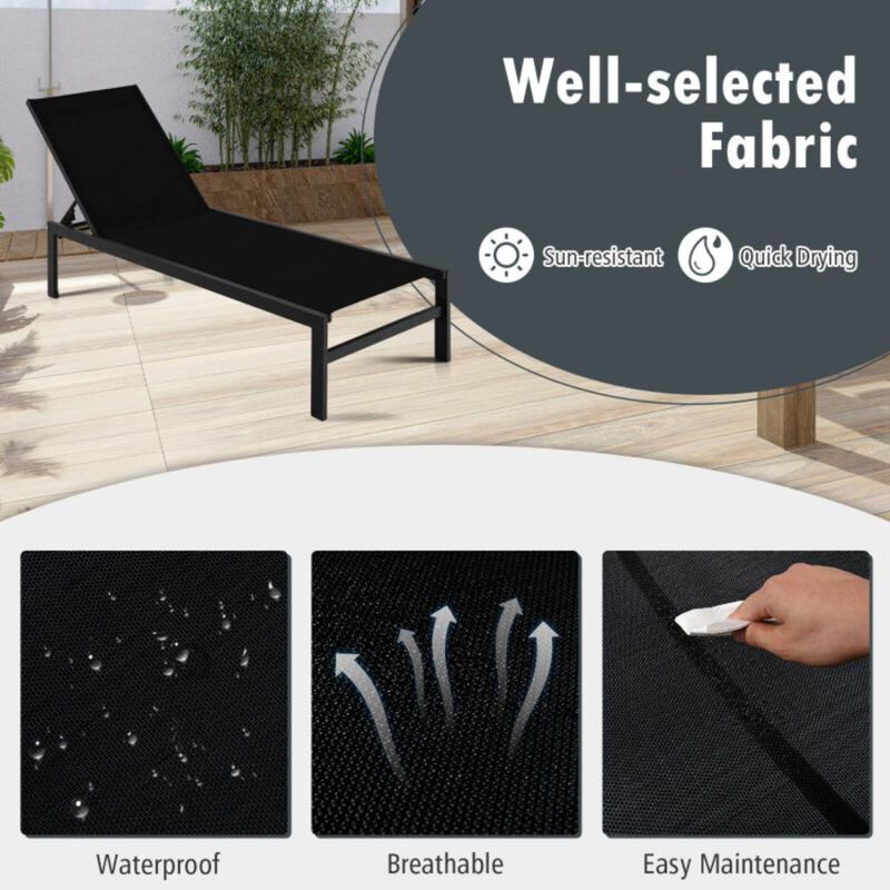Hivvago 6-Position Chaise Lounge Chairs with Rustproof Aluminium Frame