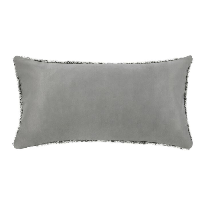 Slick Lumbar Accent Throw Pillow, 14x26, Gray Recycled Textured Fabric - Benzara