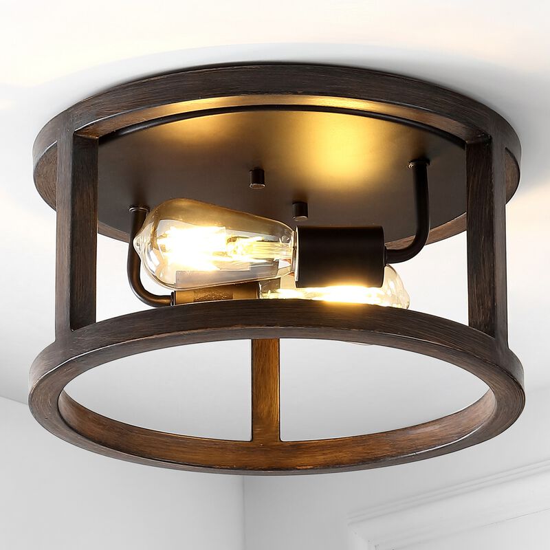 Atelier 2-Light Iron Rustic Industrial LED Flush Mount