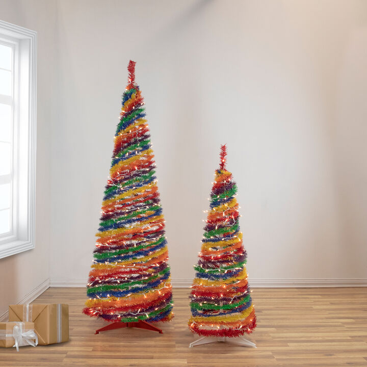 4ft rainbow christmas tree pre-lit with clear lights