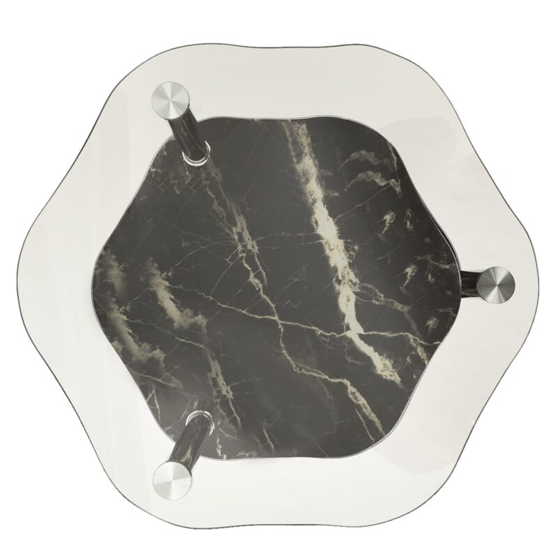 vidaXL 2-Tier Side Table Transparent & Black 15"x15"x19.7" Tempered Glass