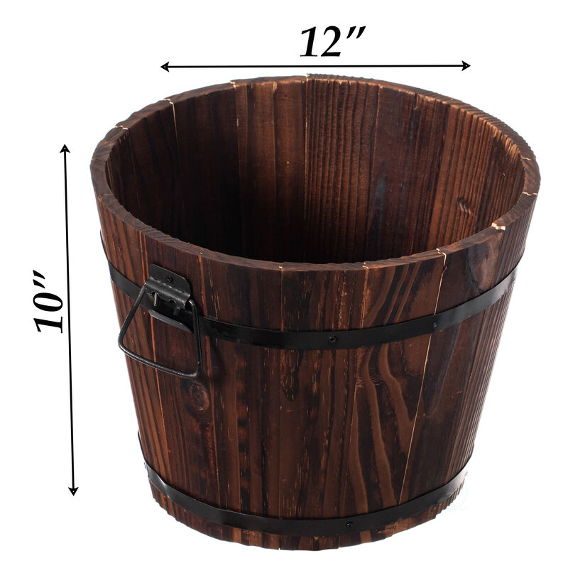 Wooden Whiskey Barrel Planters, Small