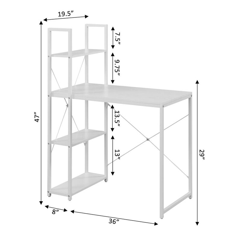 Convenience Concepts Designs2Go Office Workstation with Shelves, R4-0558
