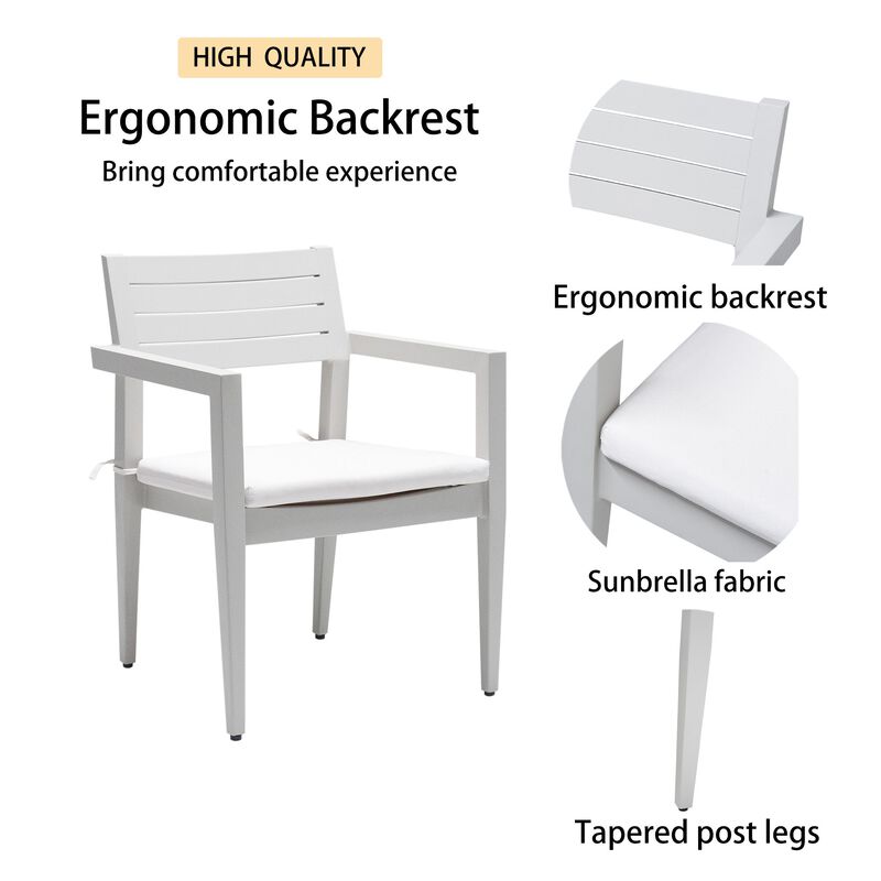 MONDAWE 4 Pieces Outdoor Patio Aluminum Stationary Dining Chairs with Outdoor-grade Sunbrella Fabric Cushions and Tapered Feet,Grayish