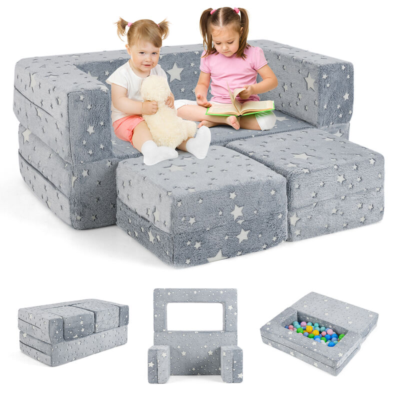 2 Seater Kids Play Couch with Removable and Machine Washable Flannel Cover