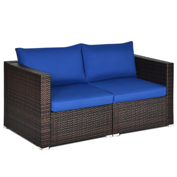 Hivvago 2PCS Patio Rattan Sectional Conversation Sofa Set