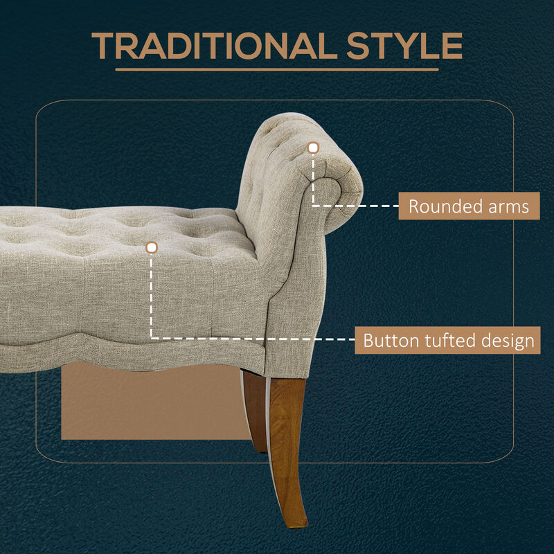 Multipurpose Button Tuft Fabric Design Sitting Lounger for Hallway or Bedroom