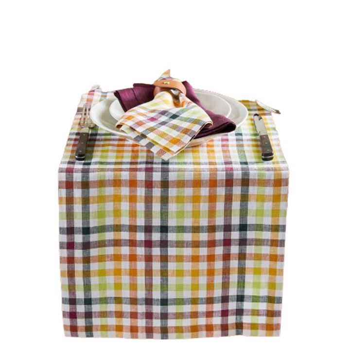 Solino Home 100% Pure Linen Table Runner | Gingham Check for Spring & Easter