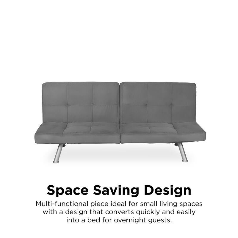 Archer Convertible Futon with Adjustable Armrests, Charcoal
