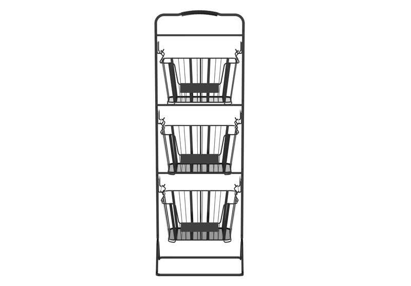 Oceanstar 3-Tier Metal Wire Storage Basket Stand with Removable Baskets – Black