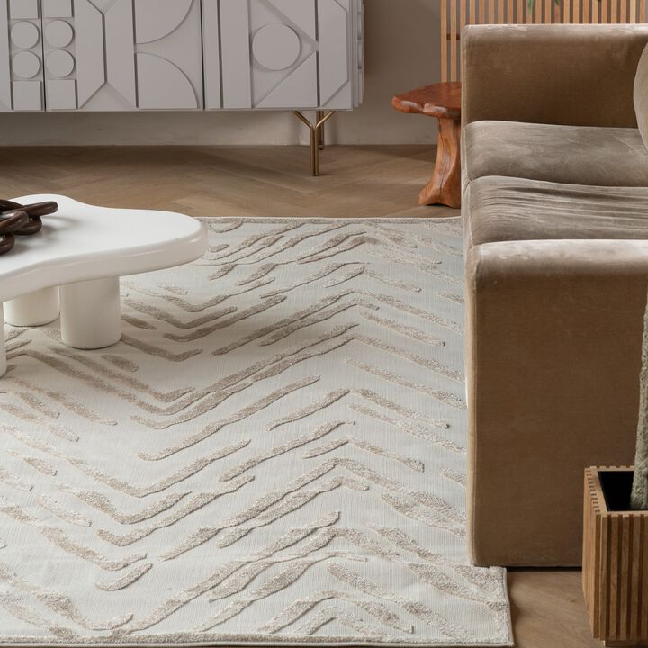 Alfombra Abstract Modern Beige Cream Indoor Outdoor Area Rug