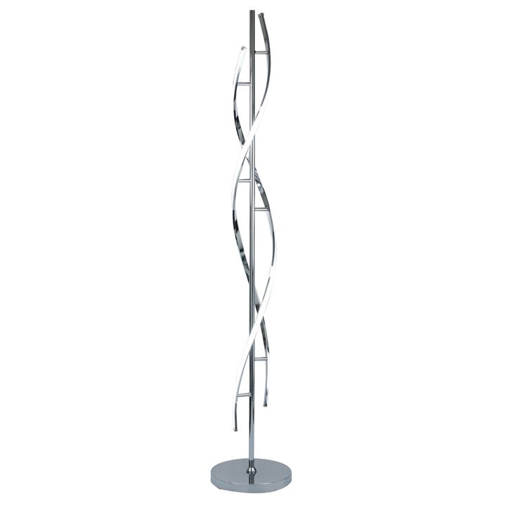 Jam 63 Inch Floor Lamp, LED, Metal Round Base, Accent Silver Metal Base-Benzara