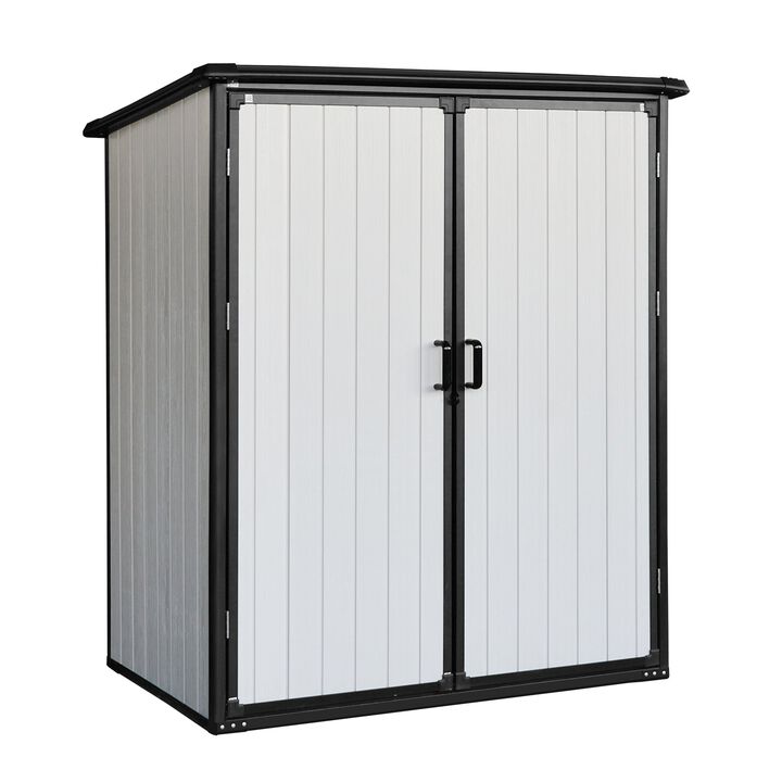 MONDAWE 5x3FT Outdoor Storage Shed Waterproof Resin Cabinet with Lockable Doors for Bikes and Patio Furniture