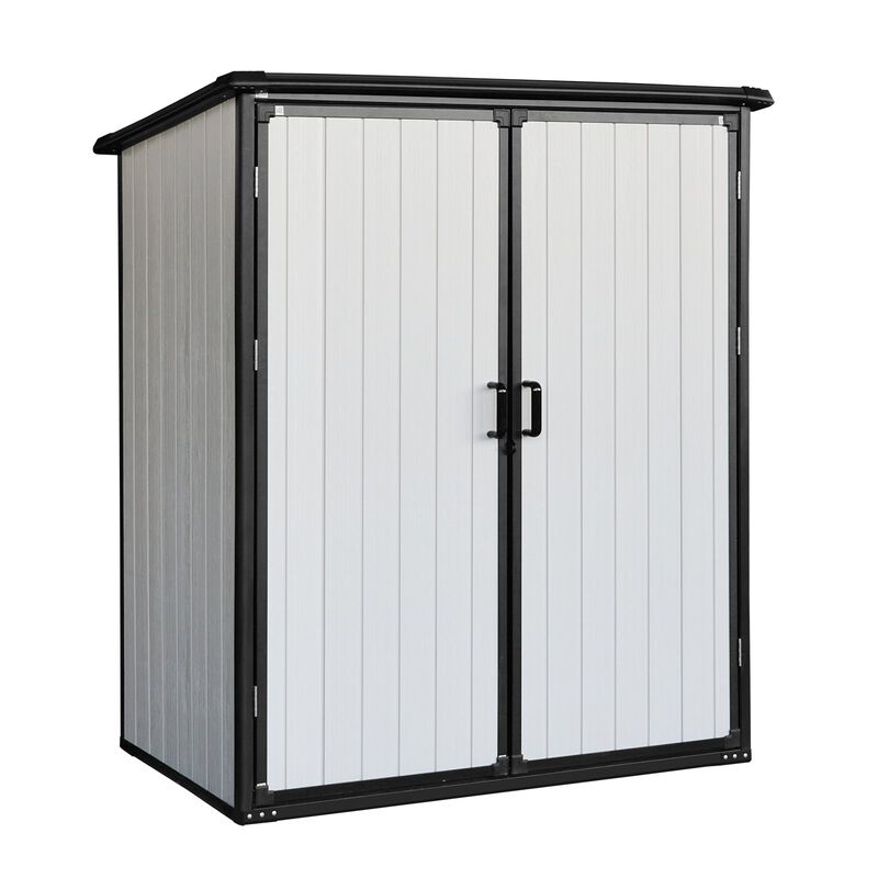MONDAWE 5x3FT Outdoor Storage Shed Waterproof Resin Cabinet with Lockable Doors for Bikes and Patio Furniture