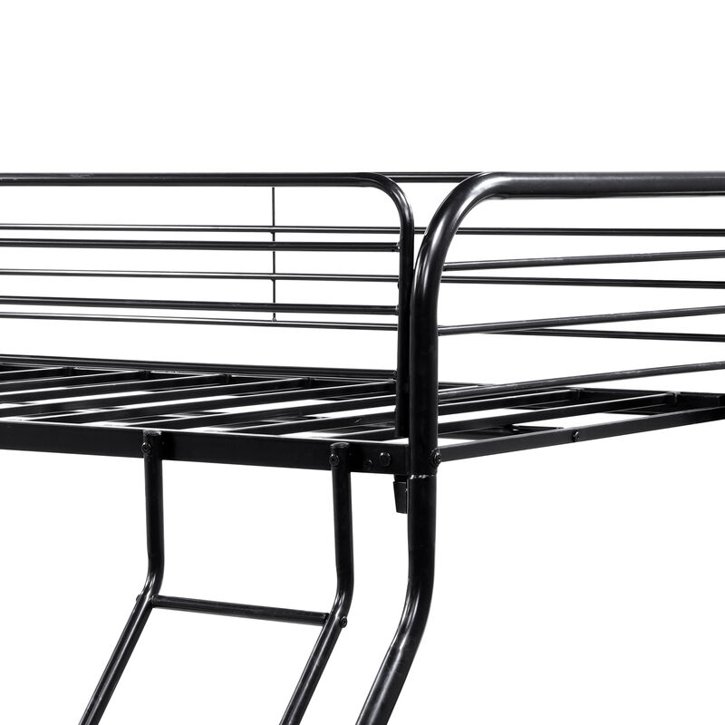 Hivvago Heavy Duty Full Metal Easy Assembly Bunk Bed Frame with Guardrail and Stairs
