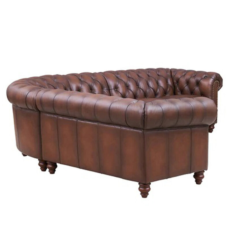 Alton Bay Top Grain Leather L-Shaped Chesterfield Sectional