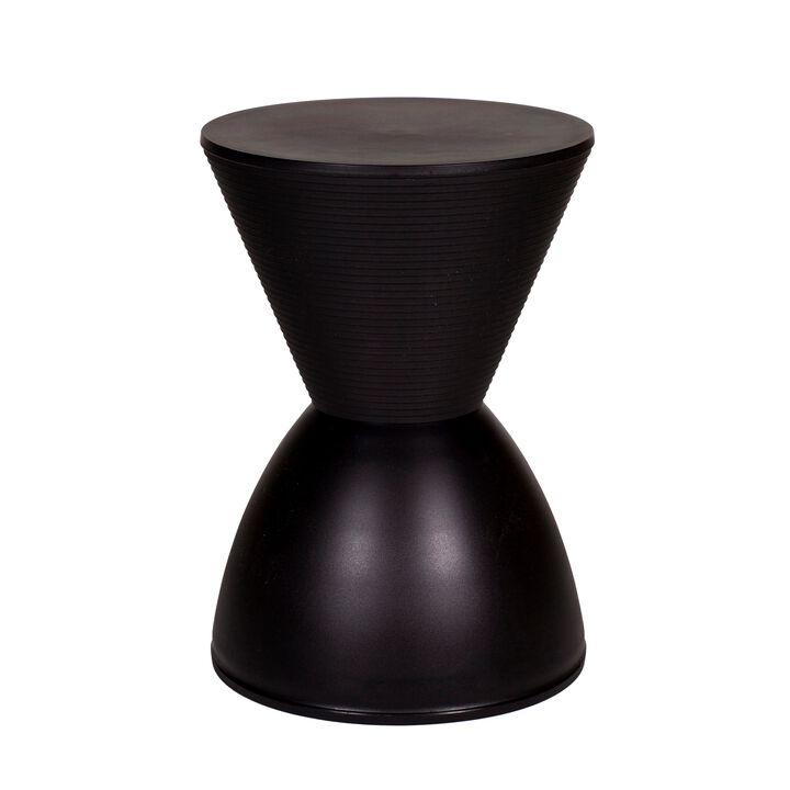 Hillary 17 Inch Side Table, Indoor Outdoor, Hourglass Shape, Black Finish - Benzara