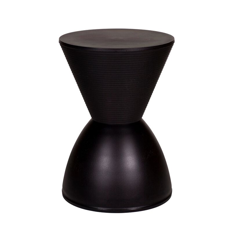 Hillary 17 Inch Side Table, Indoor Outdoor, Hourglass Shape, Black Finish - Benzara