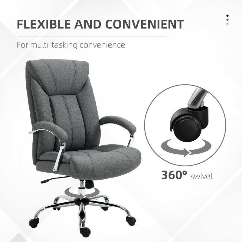 Grey Executive Seating: High Back Office Chair with Padded Armrests