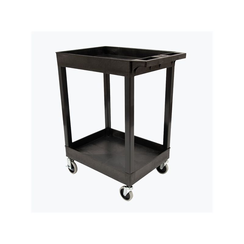 24 x 18 Plastic Utility Tub Cart - Two Shelf-Black