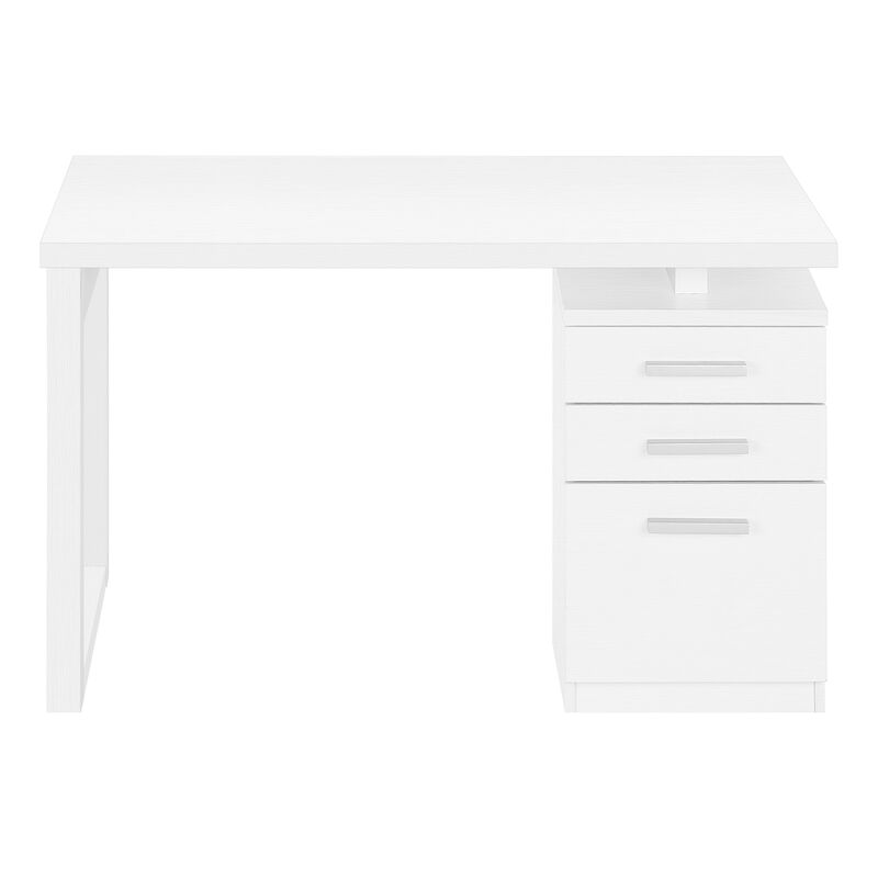Monarch Specialties I 7690 Computer Desk, Home Office, Laptop, Left, Right Set-up, Storage Drawers, 48"L, Work, Laminate, White, Contemporary, Modern