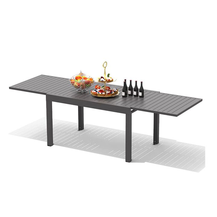 Outdoor Expandable Metal Table for 6-8 People