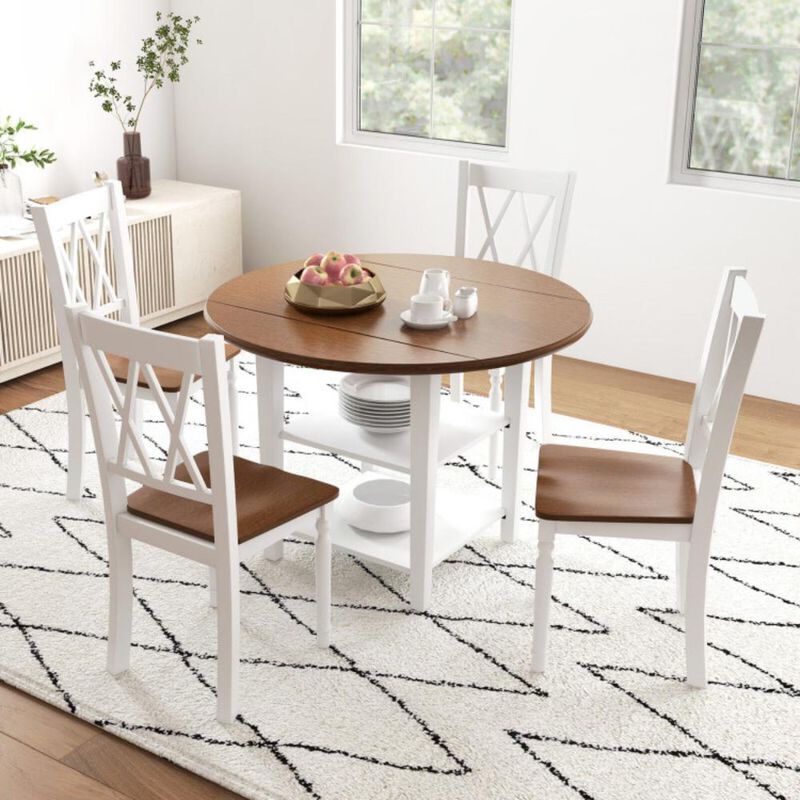 Hivvago Set of 2 Farmhouse Wooden Kitchen Chairs with Rubber Wood Seat