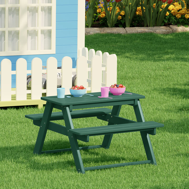 WestinTrends Outdoor Patio Kids HDPE Plastic Picnic Bench Table