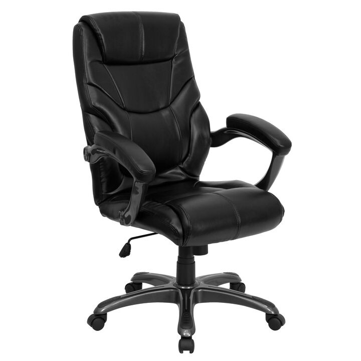 Greer High Back Black LeatherSoft Executive Swivel Ergonomic Office Chair with Arms