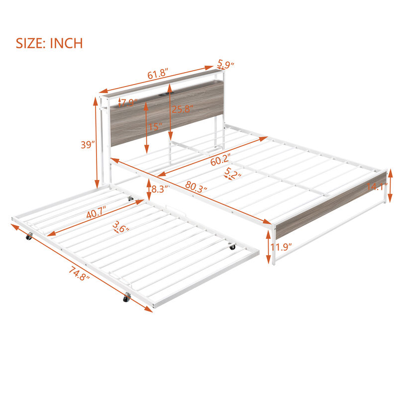 Merax Metal Platform Bed Frame with Trundle