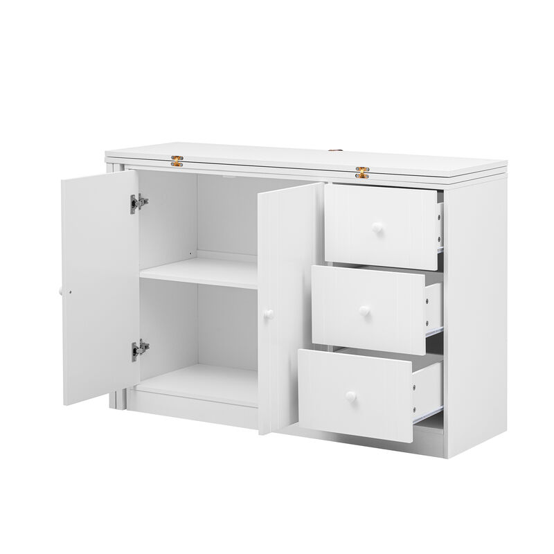 Merax Sideboard Cabinet with Adjustable Pull-Out Top