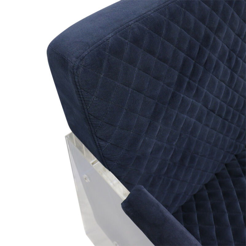Pasargad Home Tribecca Collection Acrylic & Velvet Accentchair, Navy
