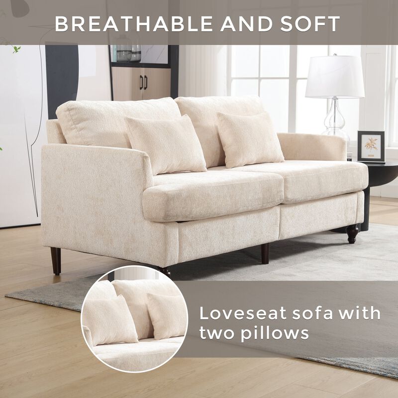 Mondawe Mid Century Chenille Fabric Loveseat Sofa, 2-Seat Upholstered Modern Couch