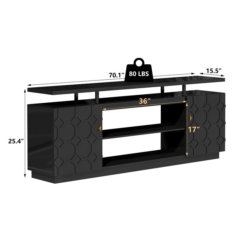 Black Multifunctional TV Stand Fits TVs up to 70 to 80 in.