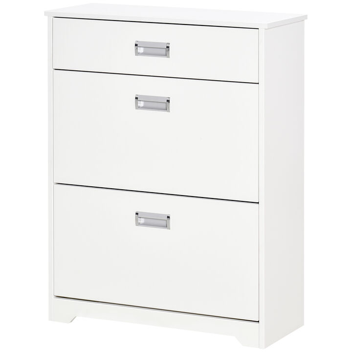 HOMCOM 3-Drawer Shoe Cabinet Modern Storage Rack with 2 Flip Doors Adjustable Shelf Freestanding Organizer for Hallway Holds 16 Pairs Shoe White