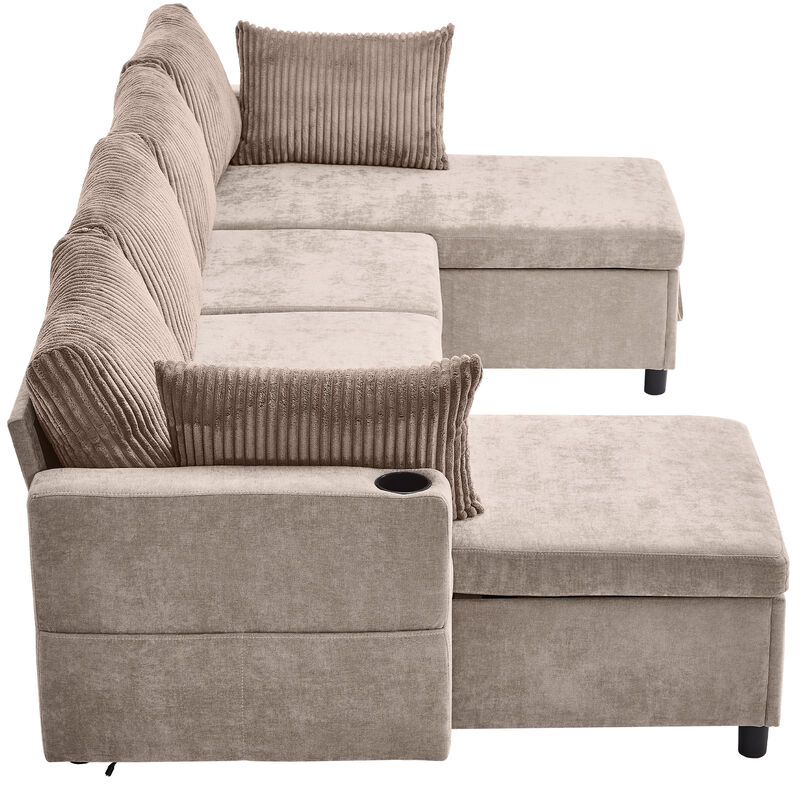 Merax Pull-out Sofa Bed with 2 Cup Holders