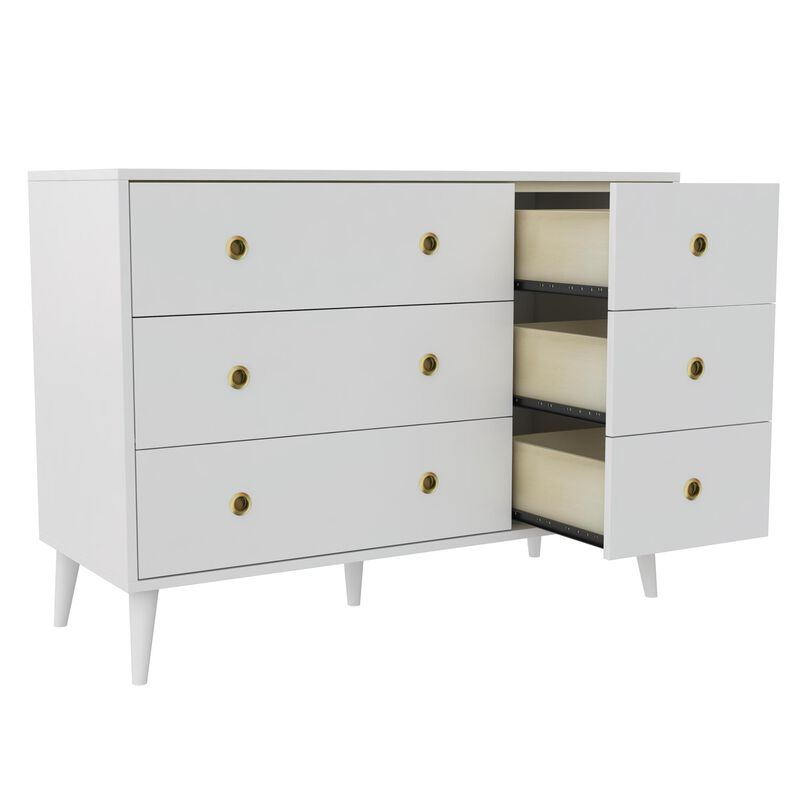 Novogratz Harper 6-Drawer Dresser with Round Gold Handles