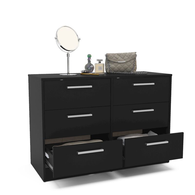 Polifurniture Juliette 6 Drawer Dresser, Black