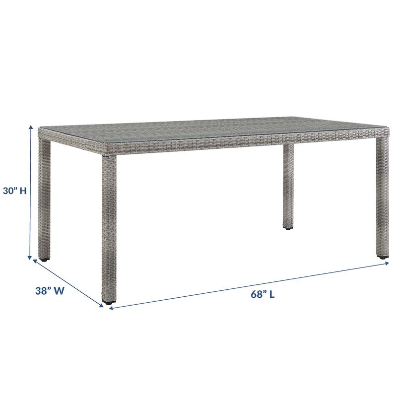 Modway - Aura 68" Outdoor Patio Wicker Rattan Dining Table Gray