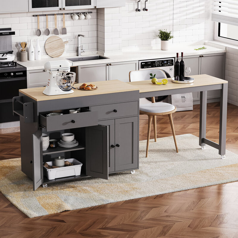Merax Rolling Kitchen Island on Wheels with Spice Rack