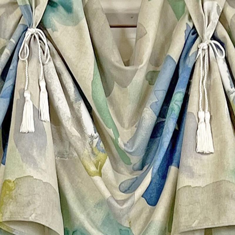 RLF Home Linen Floral 2-Scoop Victory Swag Natural. 3 Tabs 54"W X 26"L For windows up to 48"W