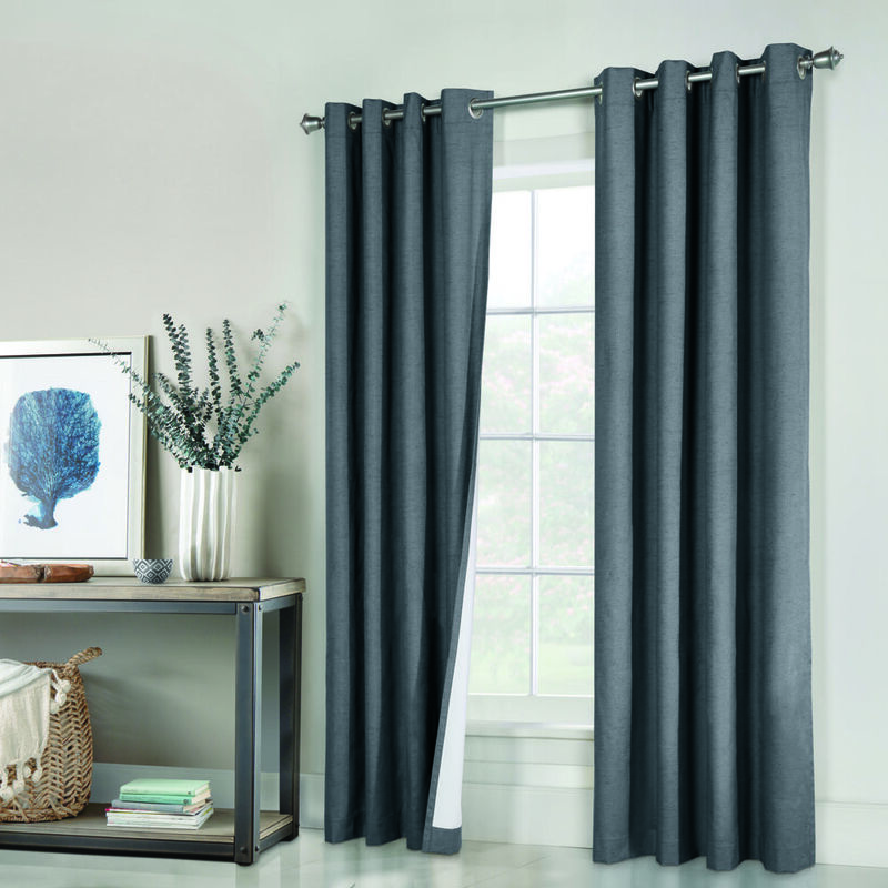Thermaplus Ventura Blackout Grommet Curtain Panel Pair Frame Your Windows with Subtle Slub Textured Motif Each 78" x 84" Dark