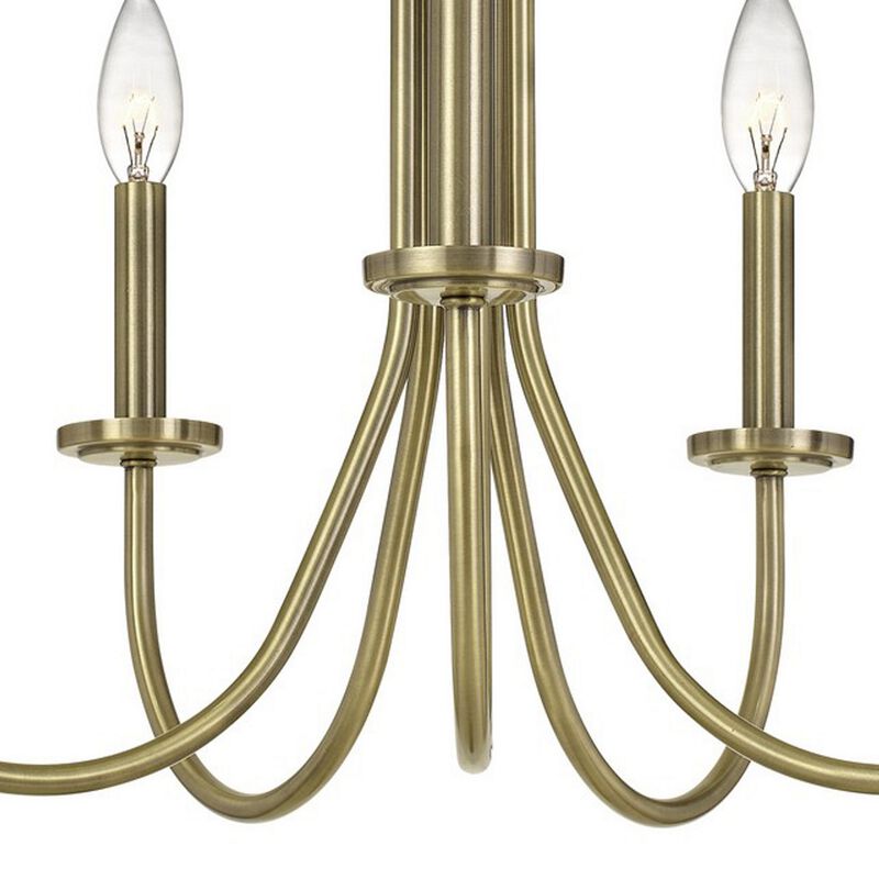Metal Chandelier with 5 Candelabra Holders, Gold-Benzara