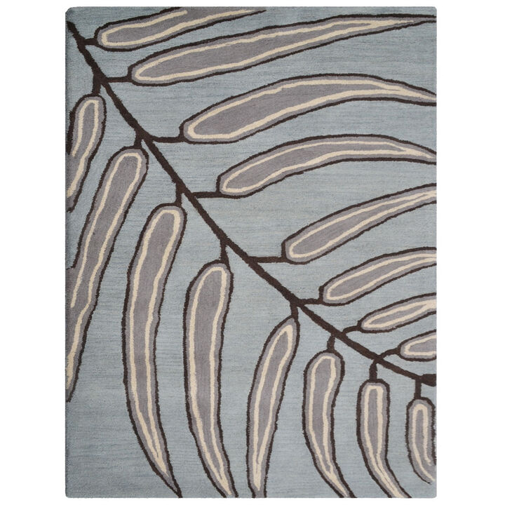 RUGSOTIC CARPETS HAND TUFTED WOOL ECO-FRIENDLY AREA RUGS  - 5'x8', Rectangle Shape, Light Blue, Floral Modern Design, High Pile Thick Handmade Area Rugs for Living Room, Bed Room (K00735)