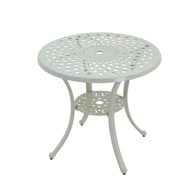 Mondawe Durable Cast Aluminum Round Patio Dining Table with Umbrella Hole