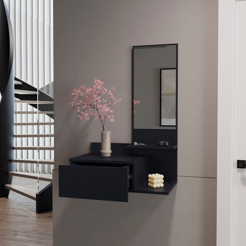Floating Hallway Cabinet Lowell, Living Room, Black