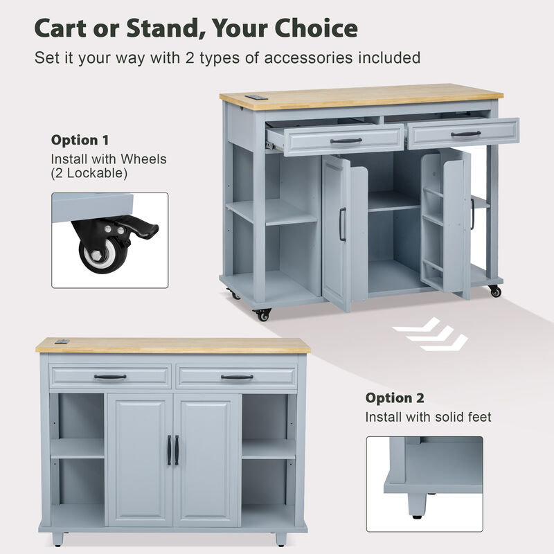 Merax Kitchen Island with Extendable Dining Table